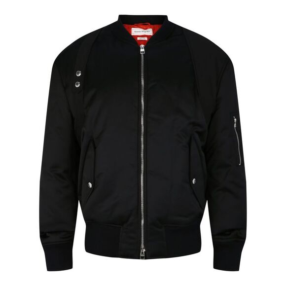 Alexander McQueen Harness Ma-1 Bomber Jacket Black Mens